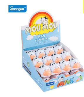 Guangbo HWH06318 Cartoon Cow Pencil Sharpener Set - 24pcs