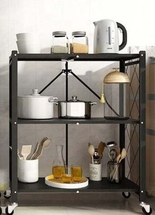 High-Quality Foldable Multipurpose Storage Rack with Wheels 3 layers