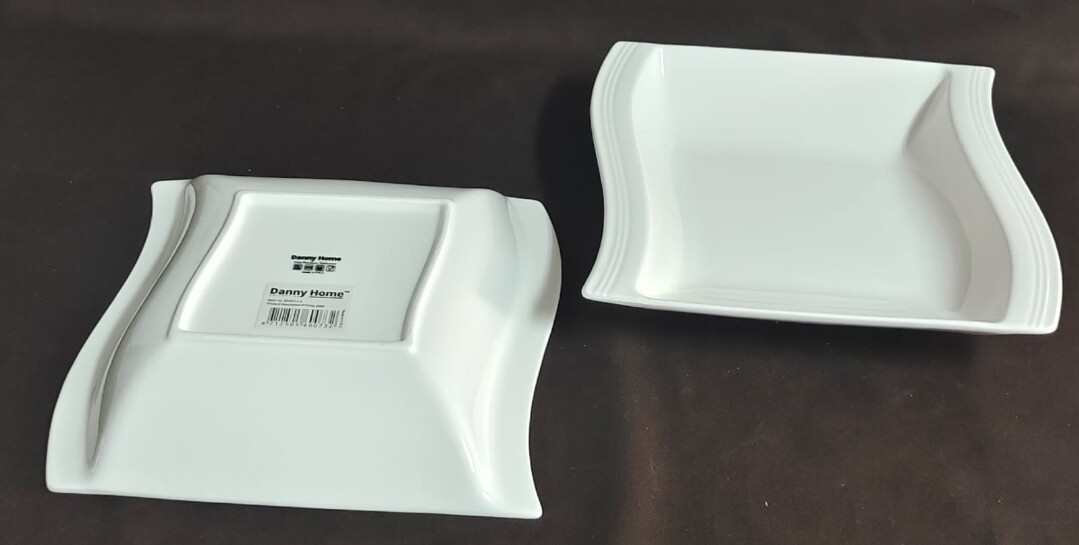 Danny Home Square Deep Plate 8&quot; in Fine Porcelain (BW0011-2)