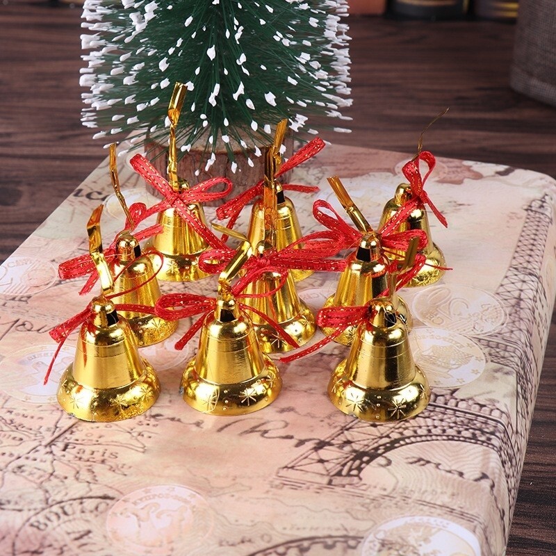 Christmas Tree Decoration - 9pcs Small Golden Bells (1x3.5cm each) in Polybag - Model SYLDTZ-5122140