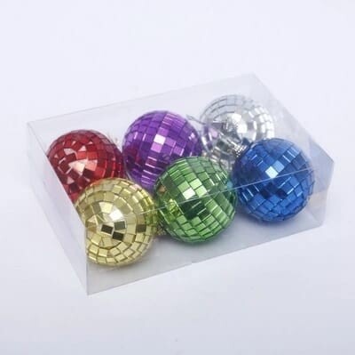 Christmas Tree Decoration - 6pcs 6cm Foam Balls with Mirror, Multicolored - Model DYJMQ-0423030