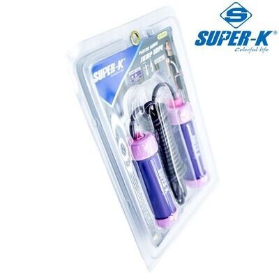 Super-k Skip Rope - Plastic Handle (Grey/Blue/Yellow/Pink) - Model Su35345 (Unisex Adult)
