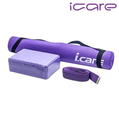 I-care Mat Yoga Set Combo - Jic025: Elevate Your Yoga Experience with Mat, Brick, and Strap