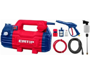 EMTOP High Pressure Washer EHPW1501 - 100 Bar, 1500 Watt, Red