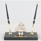 Pen Stand Marble Base with Cyclist Trophy - Includes 2 Ballpoint Pens (Model 1201) Cyclist Gift