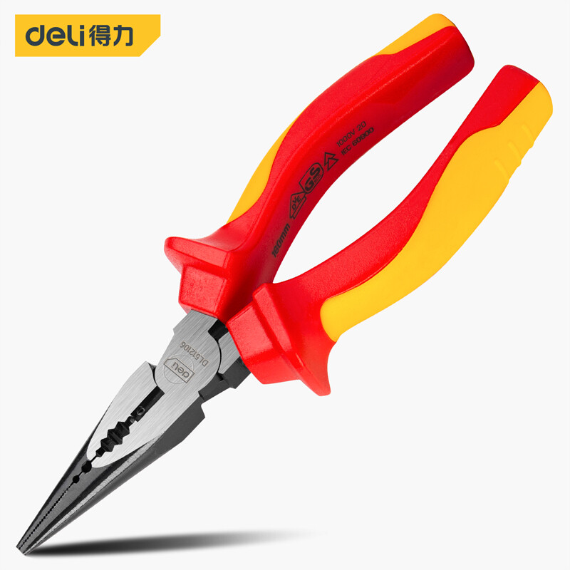 Deli-DL512106 Insulated Pliers - 6 Inches, Red