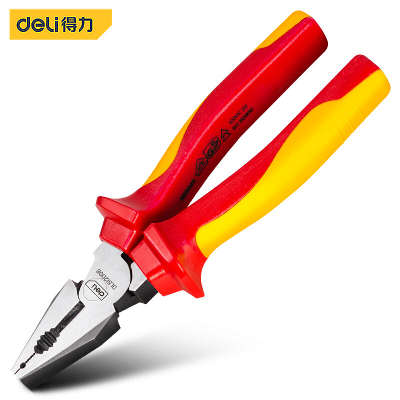 Deli-DL512008 Insulated Pliers - 8 Inches, Red
