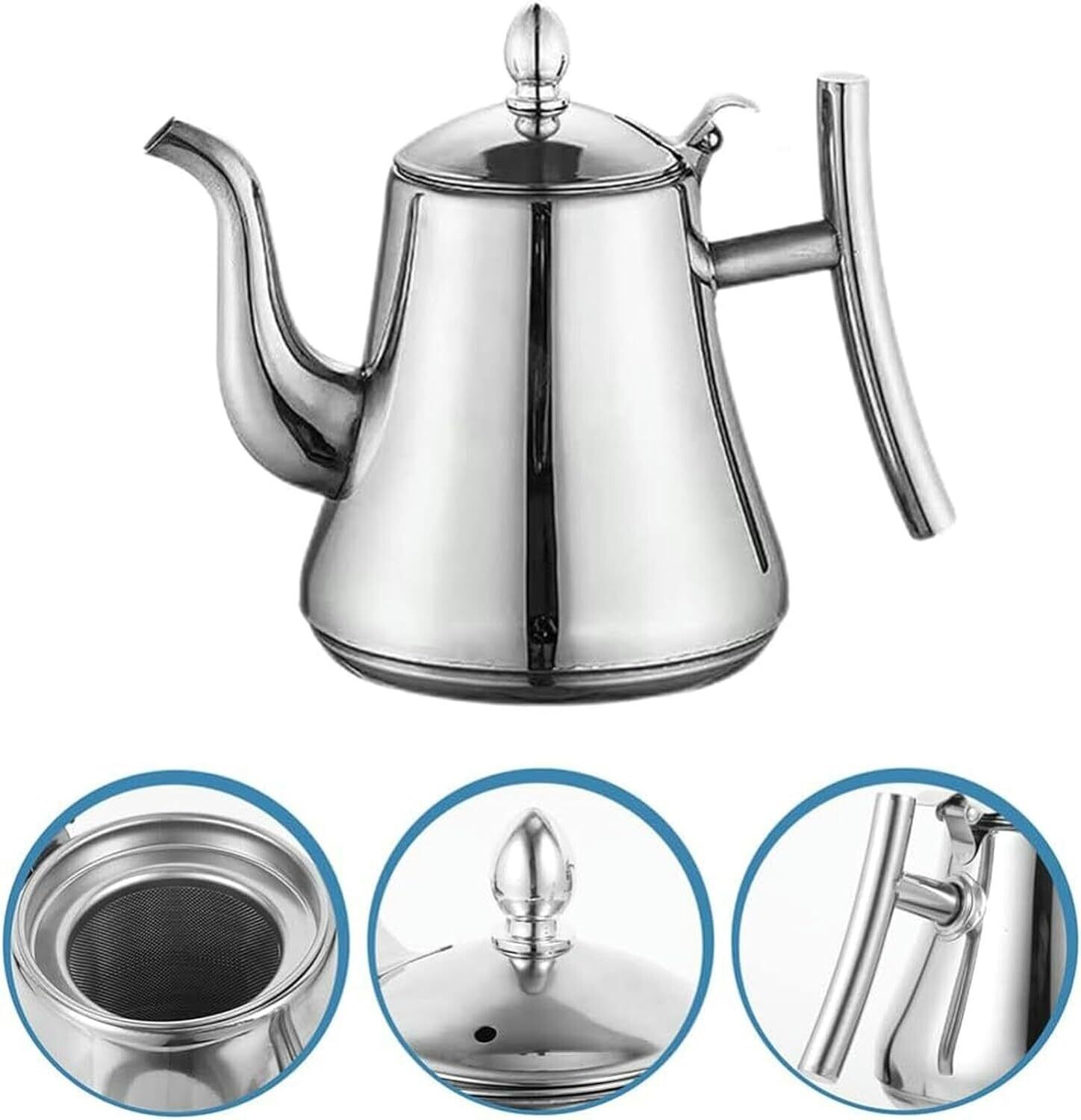 Classy Stainless Steel Gooseneck Coffee Pot 1.5L - A Perfect Stovetop Tea Infuser Kettle
