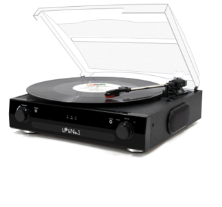 LP&No.1 All-in-One Bluetooth Record Player, Built-in Speakers, 3-Speed Turntable, RCA Output, Aux Input (Black)