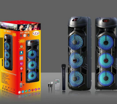 GY-8818 91cmx32cm Portable Party Speaker Wireless Bluetooth Karaoke Speaker with Free Mic - 15000W, BT 5.0, Built-in USB MP3 Player