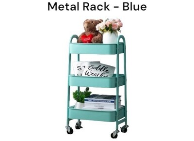 Signature Strong Multipurpose Metal Rack 3 Levels with Wheels - Organize with Ease KT002 BLUE