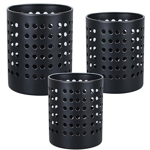 Black Utensil Sink Holder/Cutlery Holder 18/8 - Set of 3 Utility Heavy Sturdy Metal Silverware Holders for Kitchen, Home, and Office, Diameter 8.5CM Black Utensil Sink Holder/Cutlery Holder 18/8 - Set of 3 Utility Heavy Sturdy Metal Silverware Holders for Kitchen, Home, and Office, Diameter 8.5CM