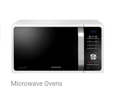 SAMSUNG 23L Solo Microwave Oven MS23F301TAW, 800W, Ceramic Enamel Cavity, LED Display, Tact + Dial Control - White (490 x 275 x 340 mm)
