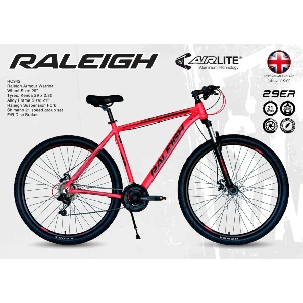 Raleigh Bicycle Armour Warrior 29'' RC942 Red Unisex Adult