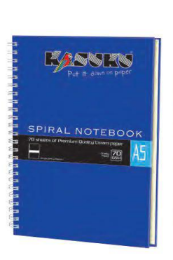 Kasuku Spiral Notebook A5 Twin Wire - Durable Cover, 70gsm Ivory Paper, 70 Sheets