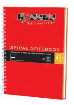 Kasuku Spiral Notebook A5 Twin Wire - 6pcs Wholesale Pack: Durable Cover, 70gsm Ivory Paper, 70 Sheets