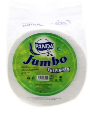 Panda Tissue Paper Jumbo - 12 Rolls Wholesale Pack: Premium 2-Ply White Toilet Tissue