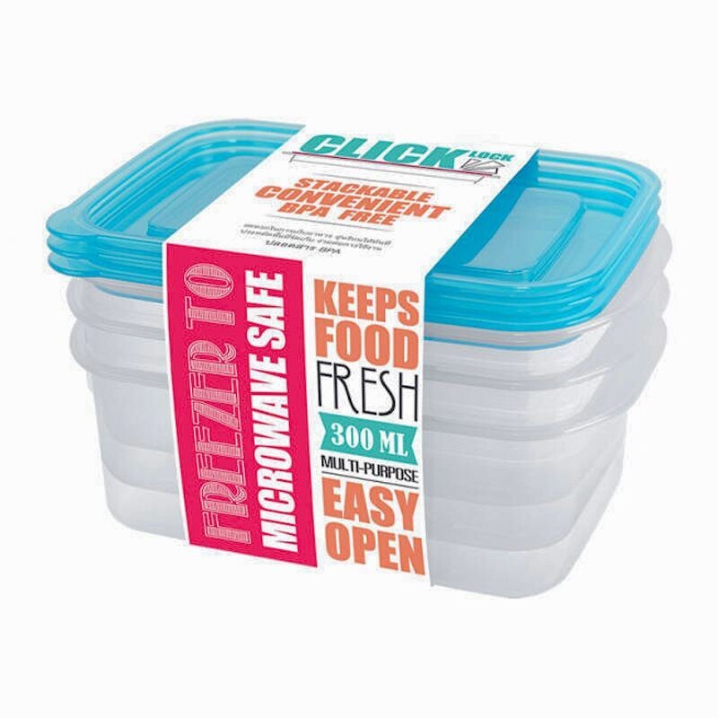 Click Lock Lunch Box DL31325 Food Keeper - Set of 3 | 600 ML