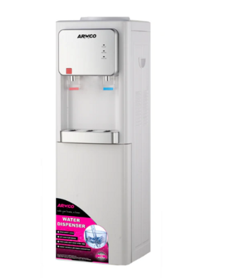 Armco AD-16FHN-LN1(W) Water Dispenser - 2 Tap Hot & 1 Normal, With Cabinet, White with Silver Front Panel