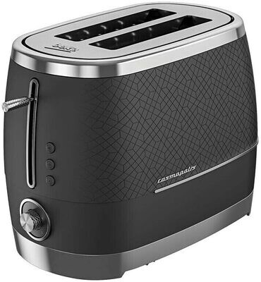 BEKO Cosmopolis Toaster TAM8202CR - Black Design, Extra Wide Slot 2-Slice with Defrost, Reheat, and Cancel Functions