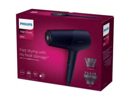 Philips 5000 Series Hair Dryer BHD510/03 - Fast Drying with No Heat Damage