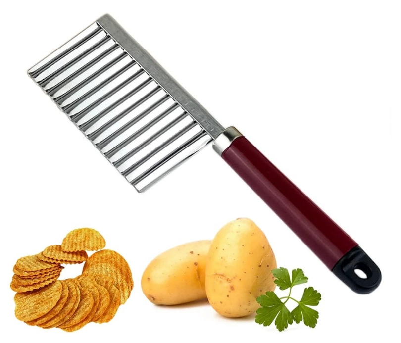 Stainless Steel Wavy Slicer - Decorative Knife for Fruits and Vegetables with Multicolor Handles 1050055