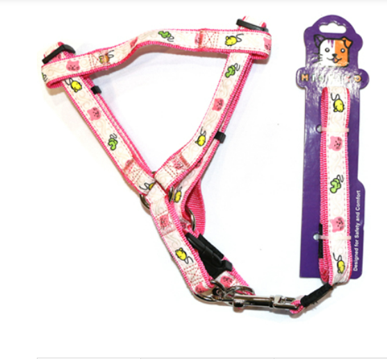 Kollopet Dog Leash &amp; Harness Set Reflective Pattern Large 1.5M, Pink or blue - Model K410002