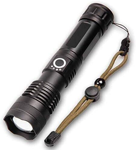 P50 LED Handheld Flashlight - 5000 Lumens, 5 Modes, Zoom Adjustable, USB Rechargeable Focus Flashlight