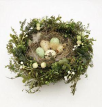 Easter wreath with foam egg, natural rattan base 40cm*26cm, H.9cm