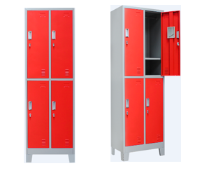 4 Door Locker - 1900600400mm, With Leg 100mm, Latch Lock, Red/Grey, Model 4DLLL