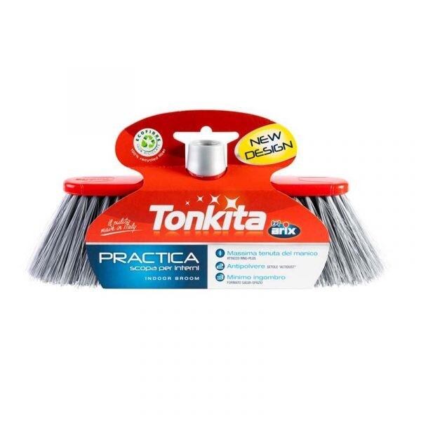 Tonkita Practica Indoor Broom - Eco-Friendly Cleaning Made in Italy with 'Ring-Plus' Handle