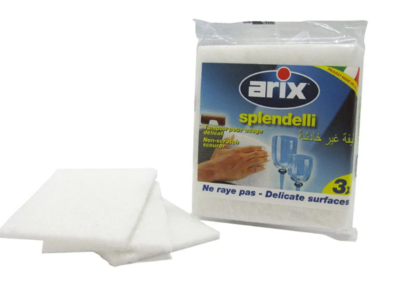 Arix Splendelli Non-Scratch White Scouring Pad (3pcs) - Gentle Cleaning for Delicate Surfaces