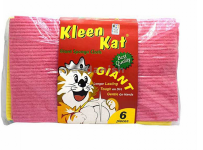 Kleen Kat Sponge Cloth Giant - 6 Pieces Pack, Eco-Friendly, Better Absorption, Long-Lasting