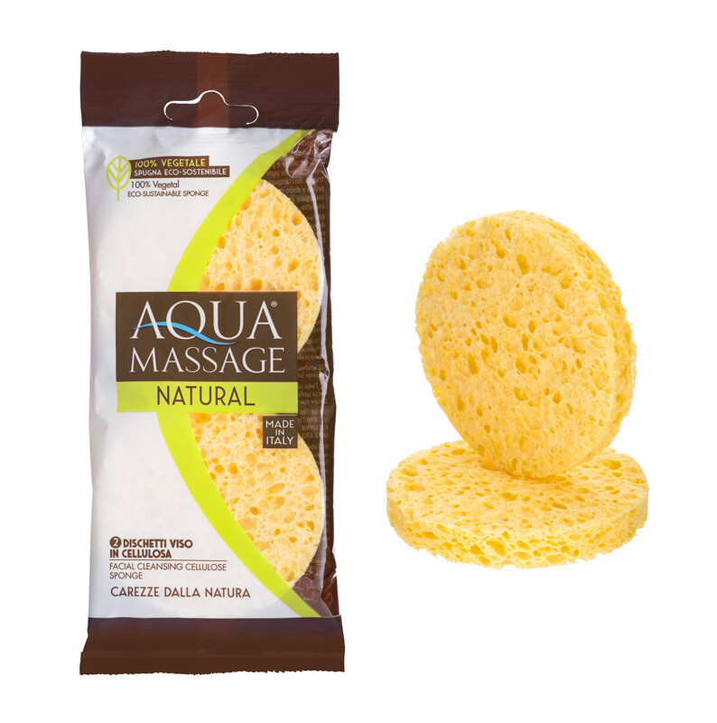 Arix AQ752 AQUA MASSAGE 2pc Facial Cleansing Cellulose Sponge - Natural and Pure Makeup Removal