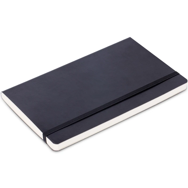 Deli-3347 Leather Cover Notebook - Black, 25K, 96 Sheets