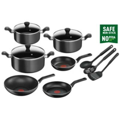 TEFAL Super Cook 12pc Cookware Set (Black) B459SC84: Non-Stick Cooking Pots