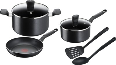 TEFAL Super Cook 7-Piece Non-Stick Cooking Pots and Pans Set - Titanium Infused