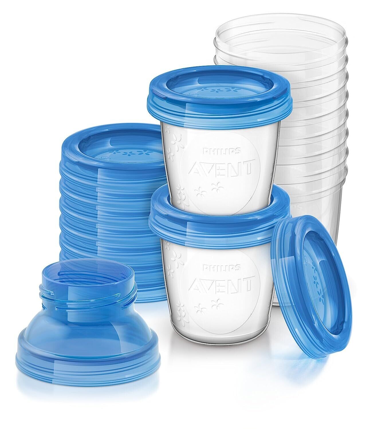 Philips AVENT Breast Milk Storage Cups And Lids, 10 6oz (180ml) Containers, SCF618/10 - 10pcs Pack
