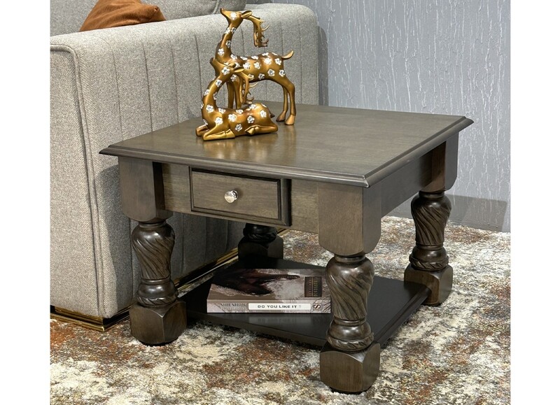 Paloma Acacia End Table - Available in Charcoal Walnut or Coco Brown