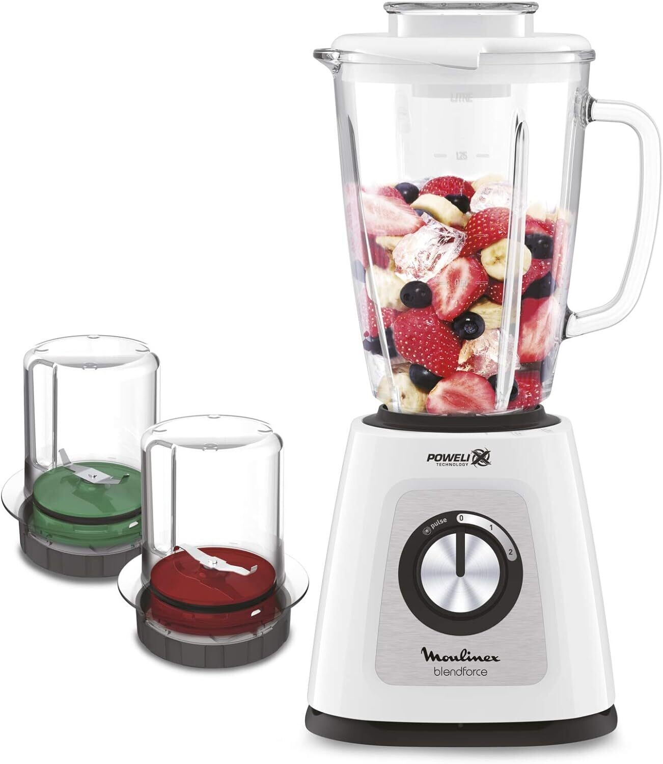 Moulinex Blendforce Glass Blender, White, 700 Watts - LM438127