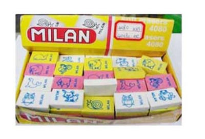 MILAN Pack of 80 Plain Erasers for Pencil (Boxed) 4080