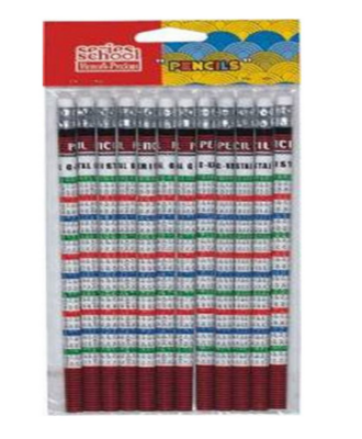 Times Table Pencil Set 12 Pack, HB Pencils for Kids (SA10027 )