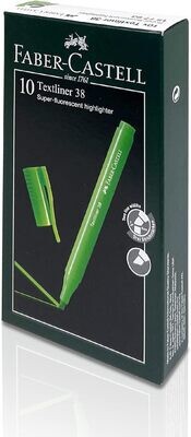 Faber-Castell Textliner 38 Highlighter Pen (Box of 10, Green) - 40% Off!