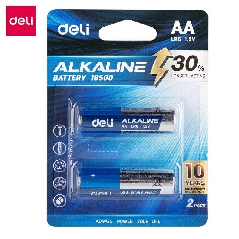 Deli 18500 LR6 Alkaline AA Batteries Wholesale Pack (40 Pack, 80 Batteries) - Long-Lasting Power for Homes &amp; Businesses (20% OFF!)