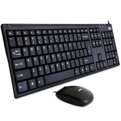 Deli 3711 Wired Mouse & Keyboard Set (10 Pack) - Productivity Boost in Comfort (20% OFF!)