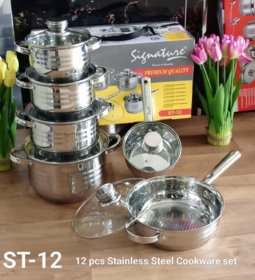 Signature Stainless Steel Cookware 12pcs Cooking Pots #ST-12
