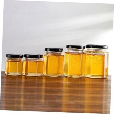 Hexagon Glass Bottle 280ml - Airtight Honey Jar # 280ML-BOTTLE