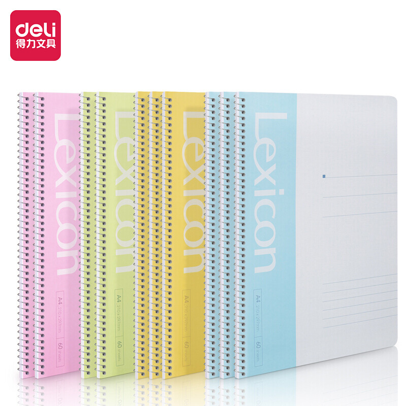 Wholesale Notebook A4 DELI 7688 Lexicon Spiral Bound 60 Sheets