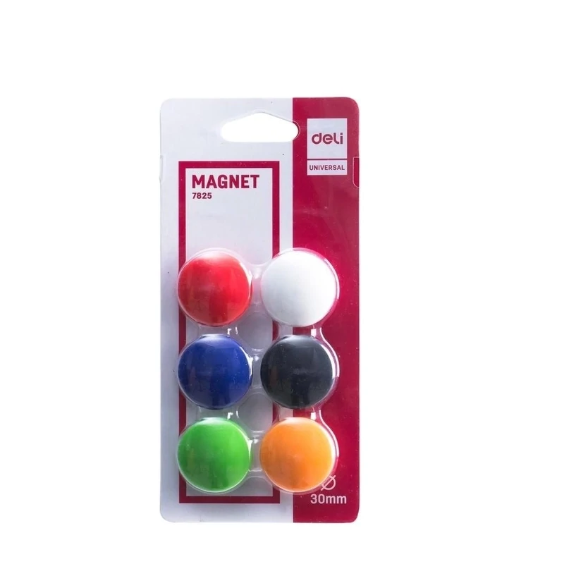 DELI E7825 Magnet  buttons 30MM assorted colours -  6pcs pack