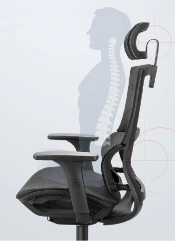 DELI 87050 Executive High Back Ergonomic Mesh Chair with Headres